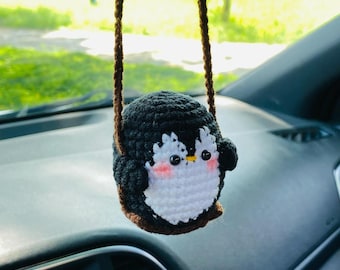 Rear View Mirror Accessories Crochet Swinging Pig Car Hanging Ornament