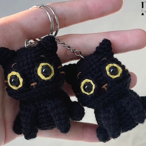Cute Black Cat Crochet Keychain, Amigurumi Black Cat, Crochet Mini Black Cat Plush Plushie Toy, Baby Black Cat Cute Gifts, Cat Bag Charm
