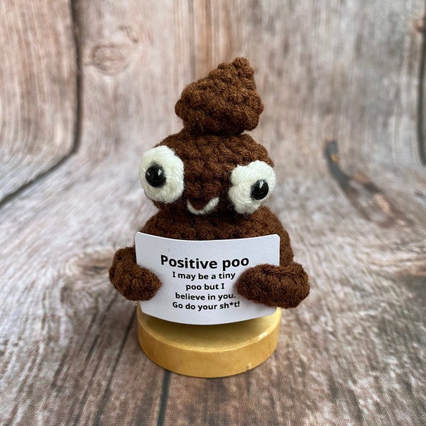 Positive Poo Crochet Poo Stuffed Crafts Amigurumi Poo Plush Emotional Support Poo for Birthday Valentine Gifts Encouragement Funny Gifts