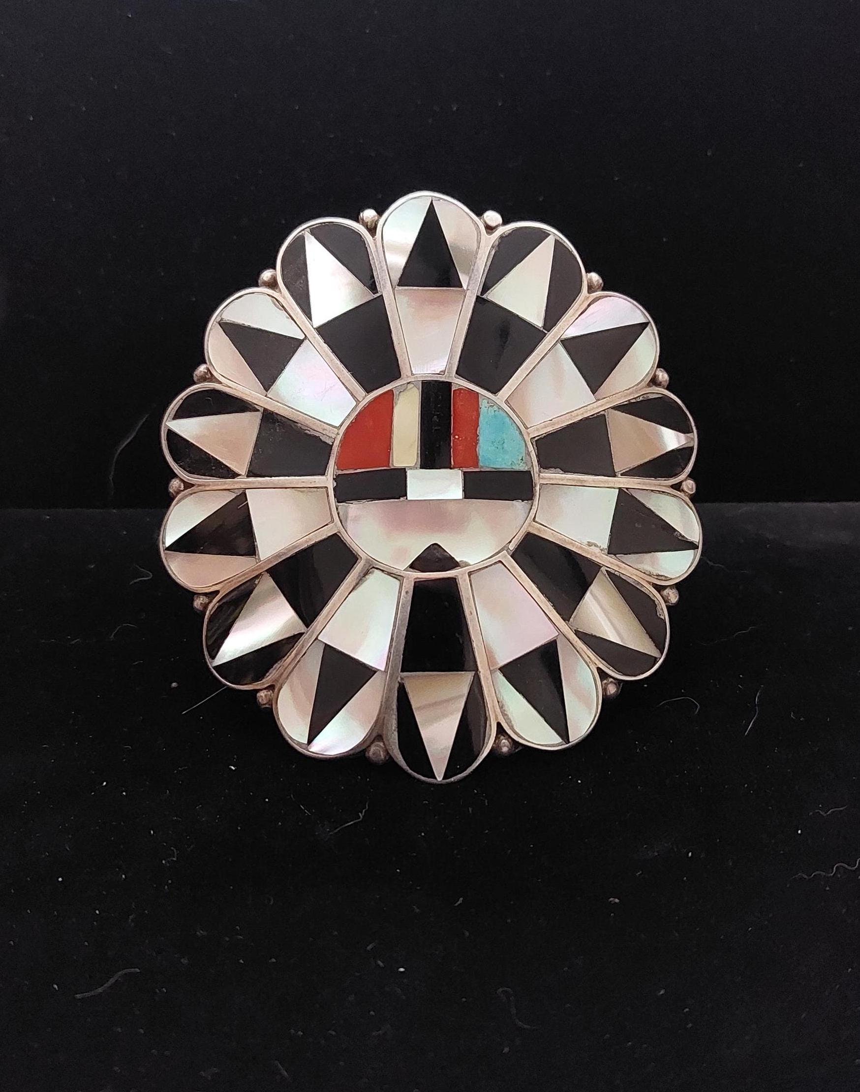 ヴィンテージ ズニ シルバー サンフェイス ブレスレット。 - Etsy 日本