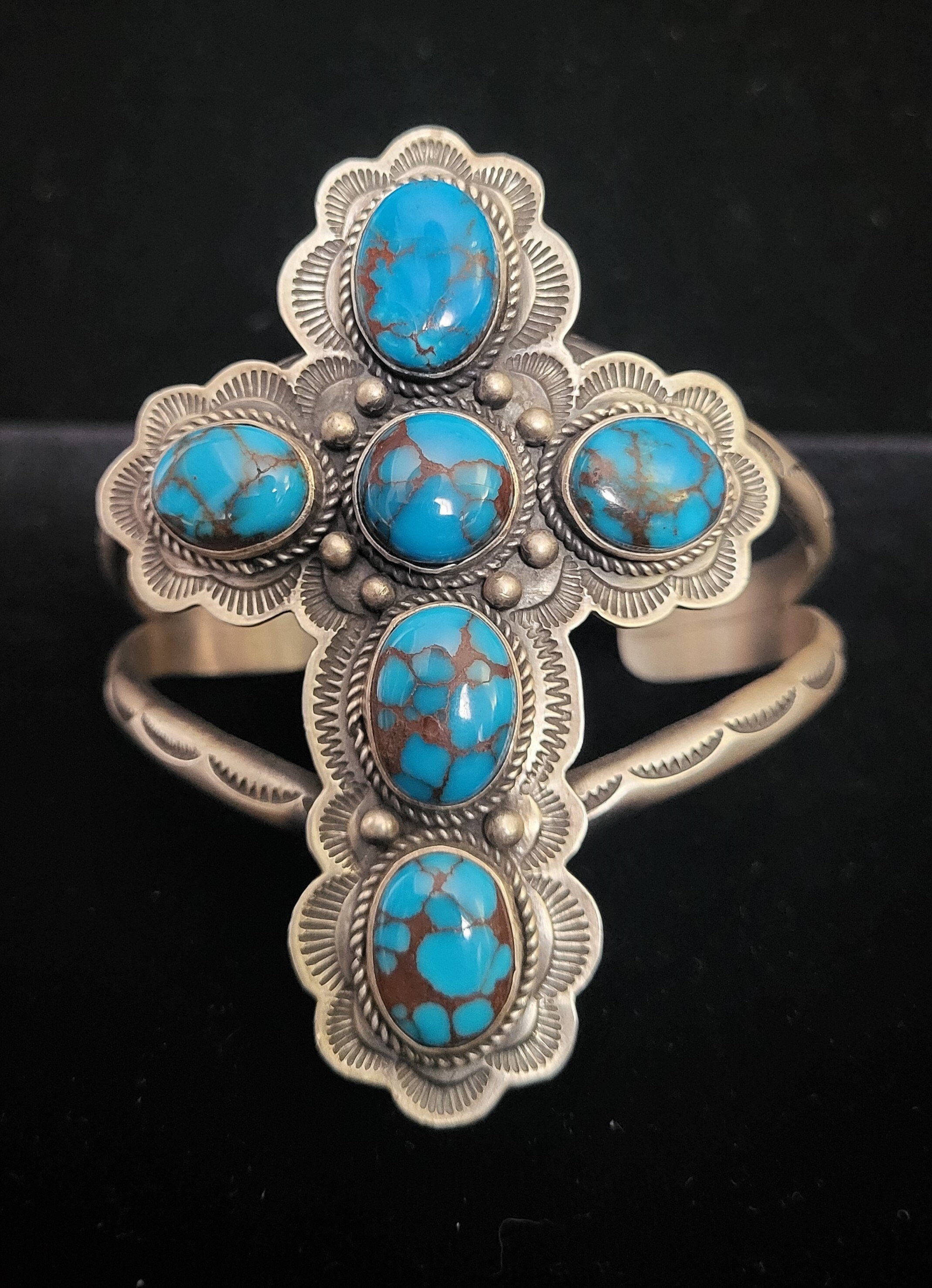 Herb Tsosie Vintage Native American Navajo Blue Thunder Turquoise Sterling Silver Bracelet Herb Tsosie Vintage Native American Navajo Blue Thunder Turquoise Sterling Silver Bracelet
