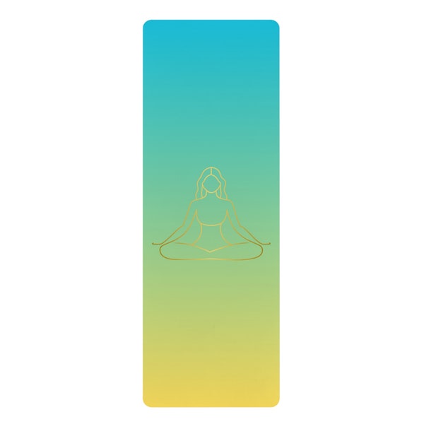 Yogamatte Sunrise Serenity, Minimalistisches Yogini Silhouette Design, Leichte Gummimatte, Anti-Rutsch-Gummiunterseite, für Meditation, Workout