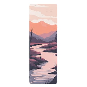 Nature-Inspired Yoga Mat with Sunset Design, Non-Slip Bottom, Perfect for Daily Yoga Sessions, Unique Gift for Yogis