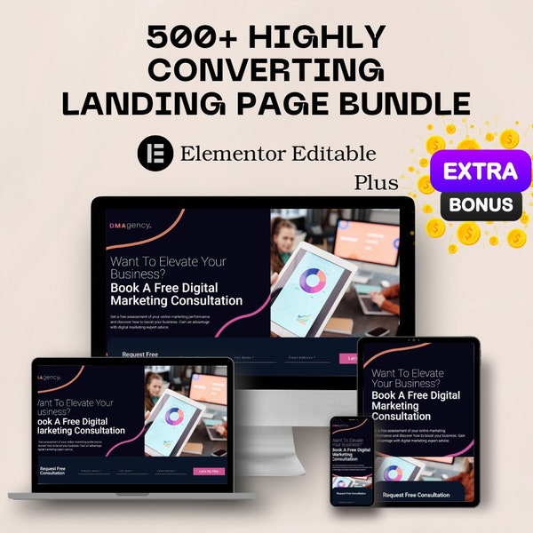 500+ Premium Landing Page Bundle | Elementor friendly | Bonus Gift Including Free Plugin + Graphic design Bundle