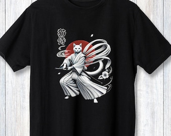 Cat Lover Shirt Japanese Shirt Japanese Samurai Cat Anime Shirt Japanese Gift Funny Shirt Gift Japanese Art Anime Cat TShirt for Men Women