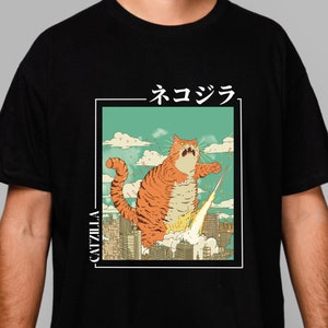 catzilla japanese shirts japanese streetwear black shirts japan christmas gifts