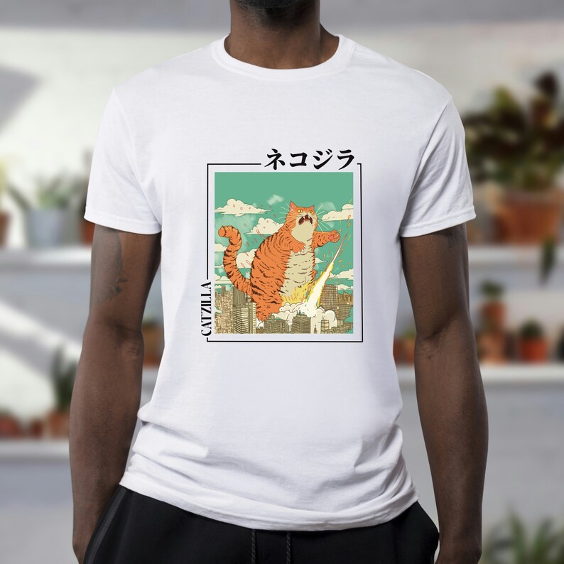japanese shirts japanese words cat zilla godzilla shirt