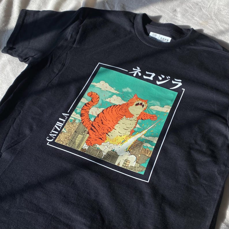 Catzilla shirt funny shirt Japan shirt Japanese culture Japanese streetwear japanese gifts Christmas gifts