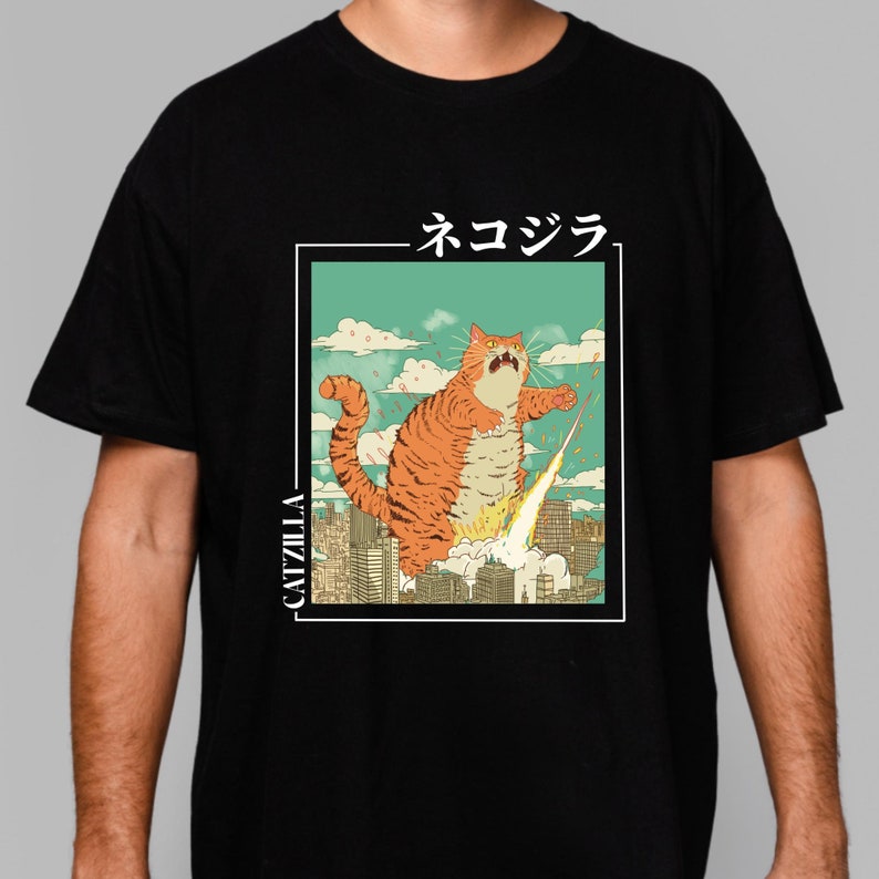 catzilla japanese shirts japanese streetwear black shirts japan christmas gifts