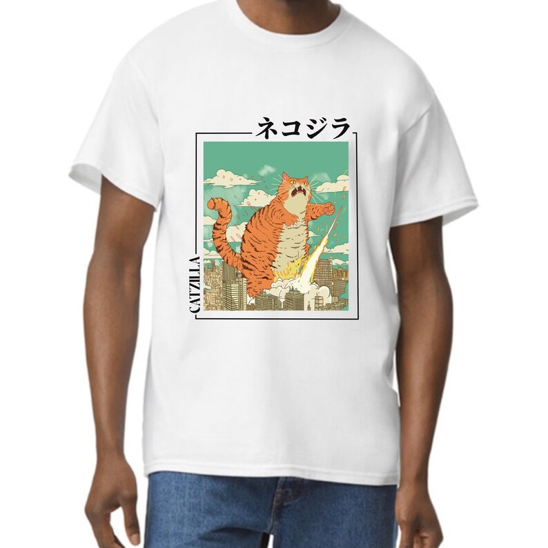 japanese streetwear japan t shirt catzilla funny shirts anime shirts