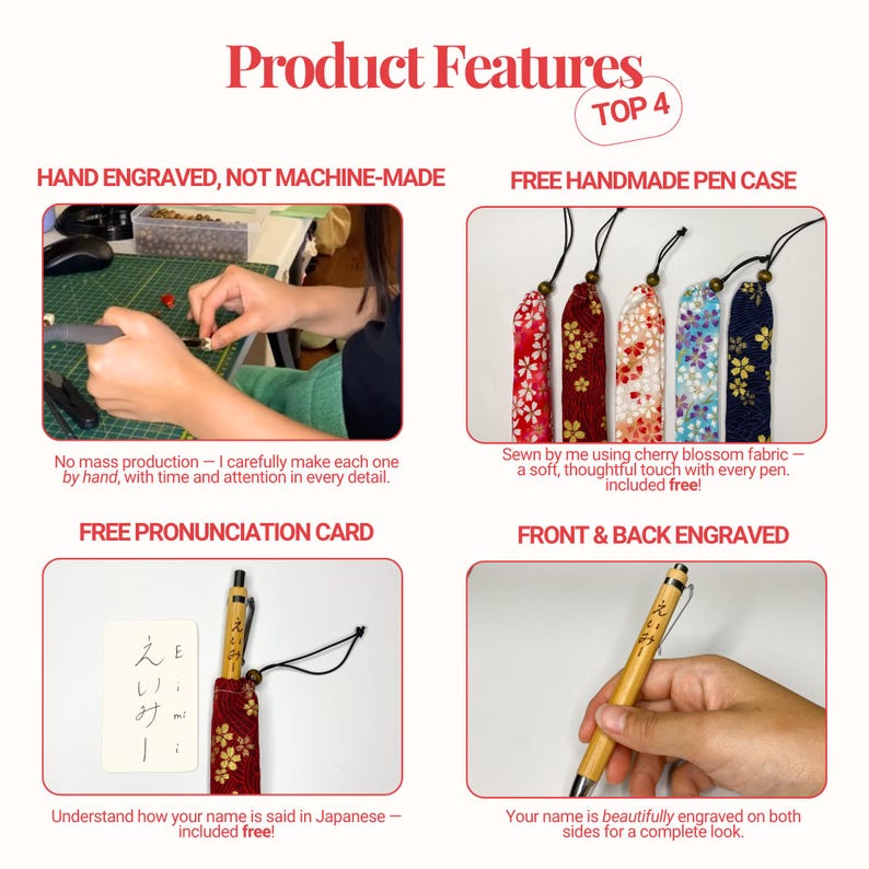 handmade gift japanese gift japan pen custom name in japanese pen anime gift for men gift for mother cherry blossom pen case