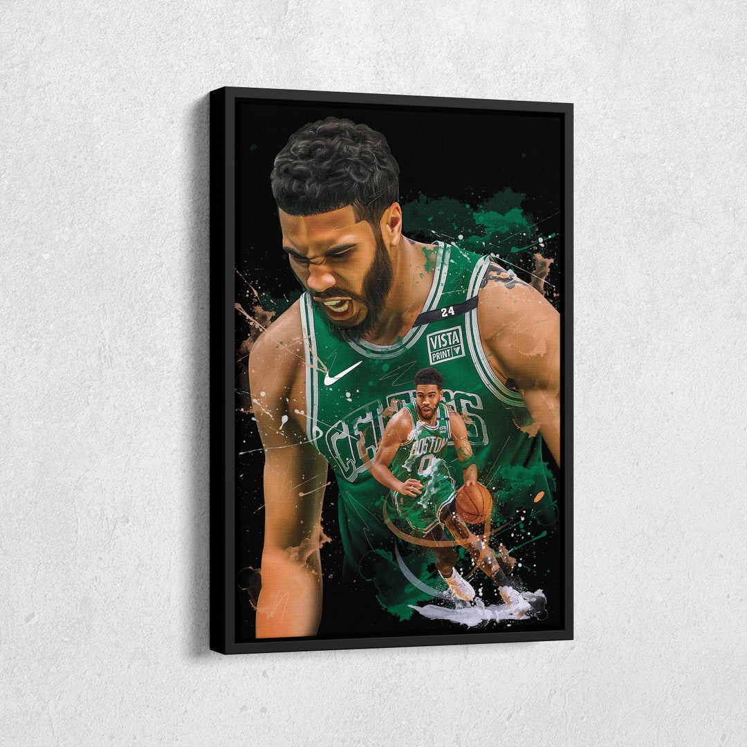 Jayson Tatum Poster Boston Celtics NBA Artwork Framed Wall Art Canvas