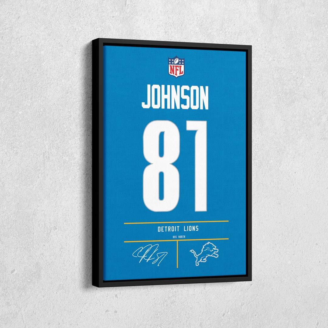 Calvin Johnson Jersey Art Detroit Lions NFL Wall Art Home Decor Hand