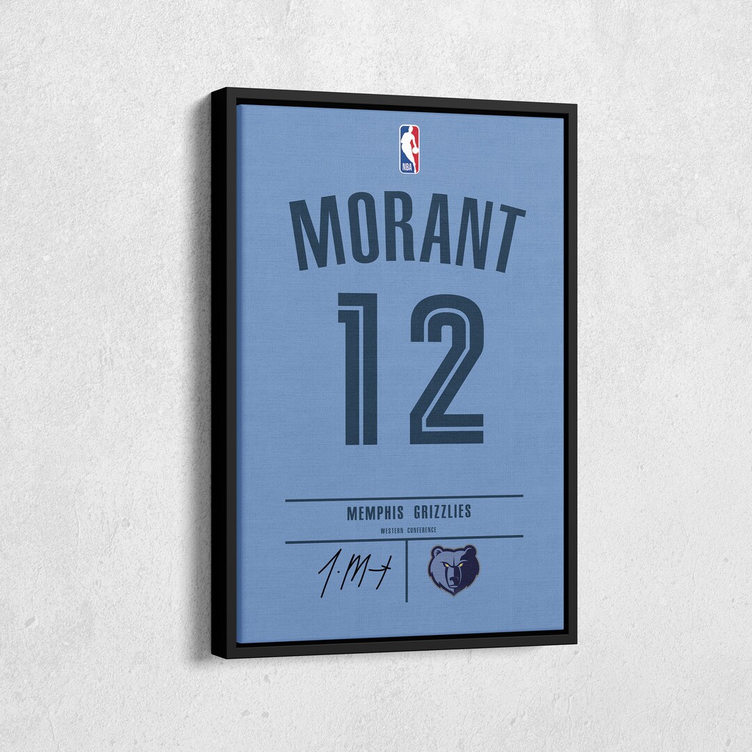 Ja Morant Jersey Art Memphis Grizzlies NBA Wall Art Home Decor Hand