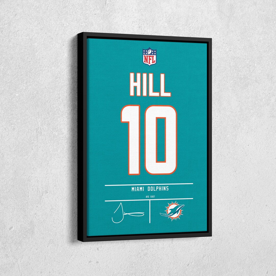 Miami Dolphins Memorabilia Framed Tyreek Hill Autographed Miami Dolphins Retro Teal Jersey - JSA Certified 33x42 Display JSA Certified Framed Jersey