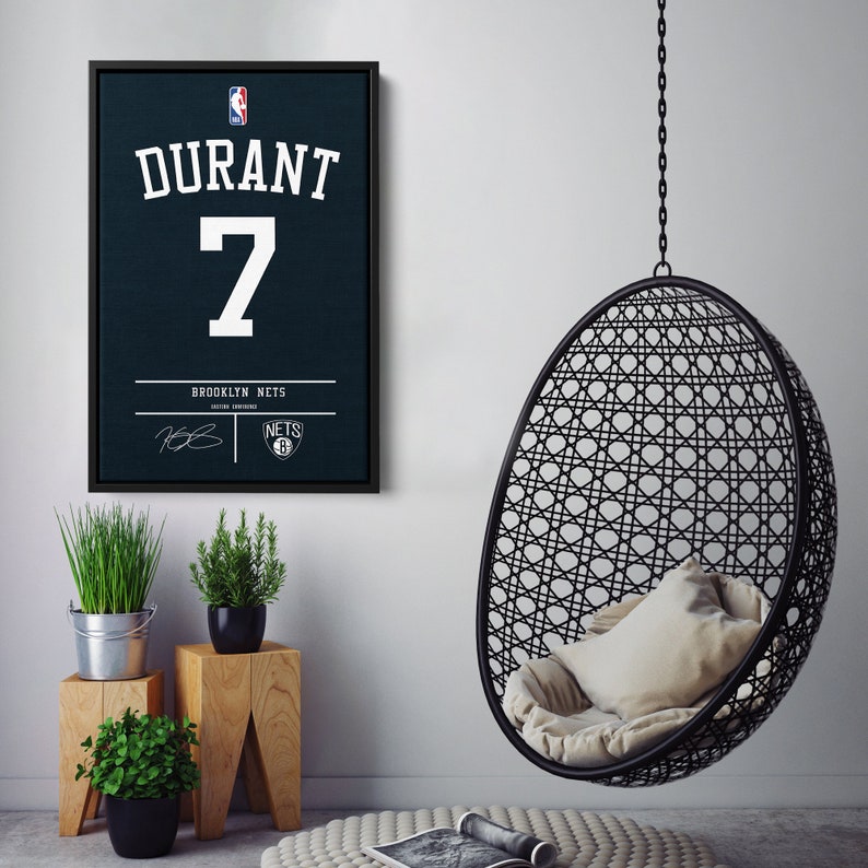 Kevin Durant Jersey Art Brooklyn Nets NBA Wall Art Home Decor - Etsy