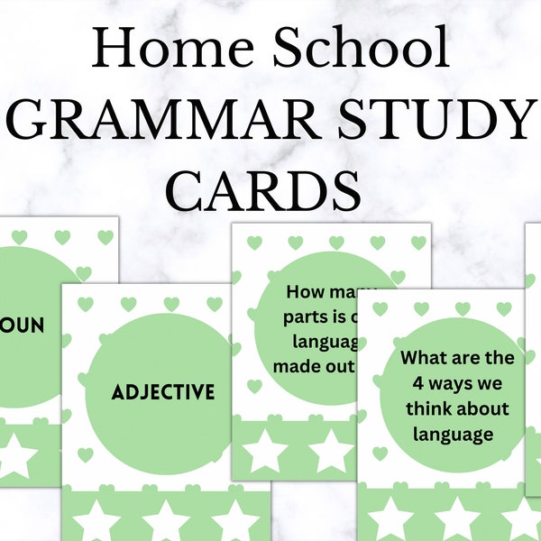 Homeschool Grammar flash cards study cards grammar memorization grammar posters language arts flashcards language arts study cards printable