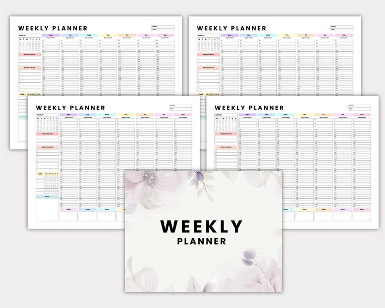 Weekly Hourly Planner | Weekly Planner | Printable Weekly Planner ...