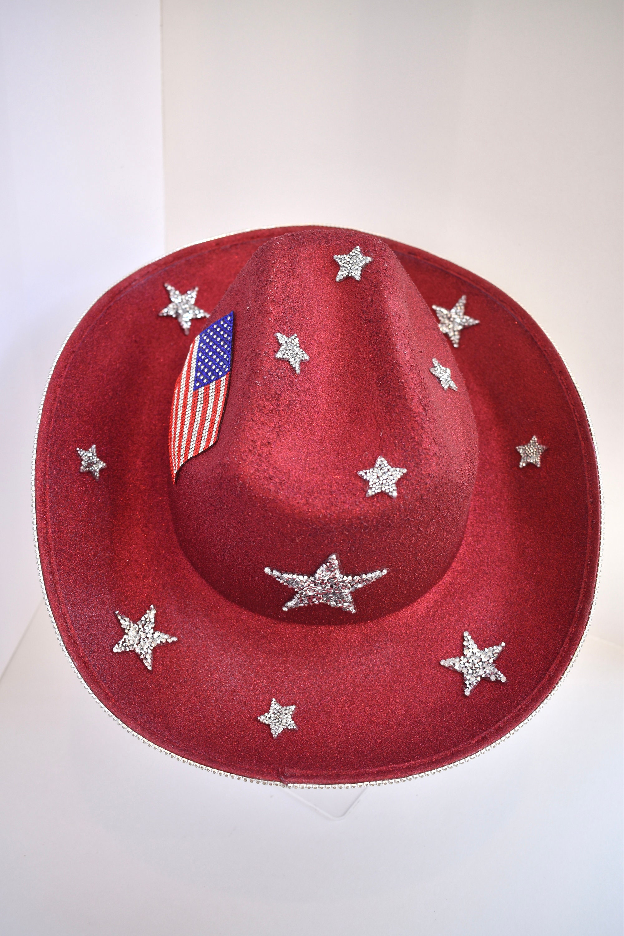 New Women\'s July 4th Cowgirl Rhinestone Embellished Hat One Size Fits Most USA Kayla Western Rhinestone Embellished Cowboy Hat – Sophia  main image 2