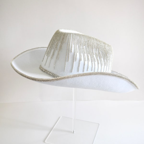 White Glitter Cowboy Hat Etsy