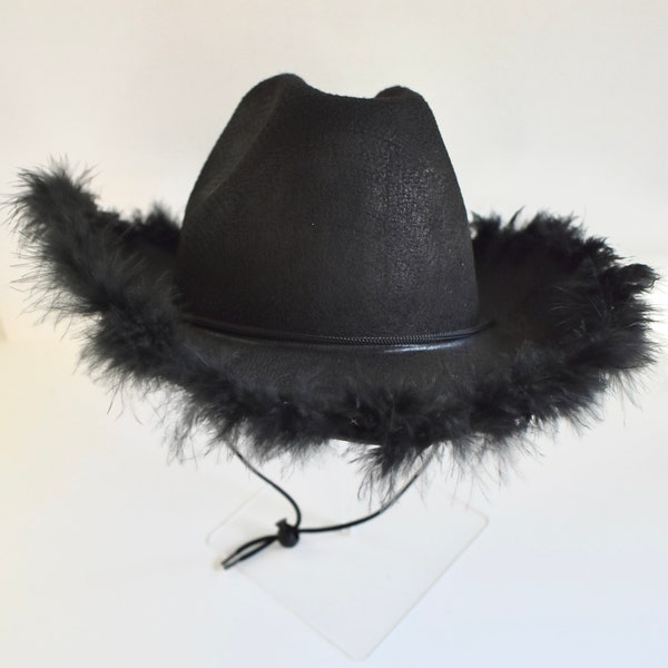 Vice | Black Fur Cowgirl Hat | Black Cowgirl Hat | Black Cowboy Hat | Rhinestone Cowgirl | Festival | Bridal Party | Bachelorette | Fur Hat