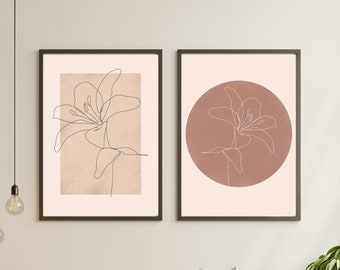 Set of 2 minimalist LILY wall prints, 2 wall art prints, 2 minimalist paintings, modern art, 2 designs