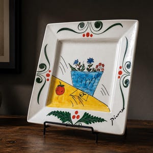 Picasso by Padilla Mexico Signed Plate 13” Hand Painted Abstract Folk Art 1995