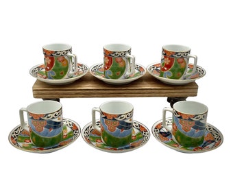 Andrea by Sadek Mugs en porcelaine de style Imari, tasses, soucoupes, Japon, LOT DE 6 NEUF