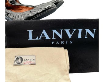 Vintage Lanvin Paris Ballet Flats | Black Patent Leather, Size 38