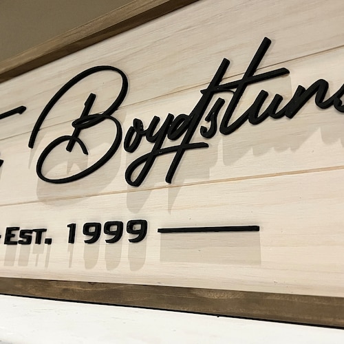 Premium Custom Solid Wood Family Name Sign - Etsy