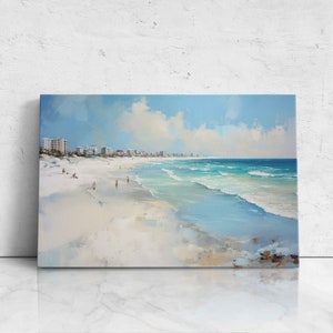 Navarre Beach Florida Modern Oil Painting On Canvas, Digital Print, Ready To Hang, Beach House Decor
