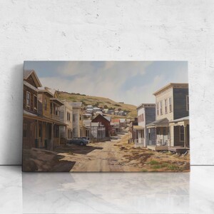 Virginia City Montana Oil Painting, Digital Print On Canvas, Ready To Hang, Living Room Decor