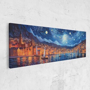 Tableau Toile Nuit étoilée Sur Paris - Décoration Murale Panoramique - Neuf
