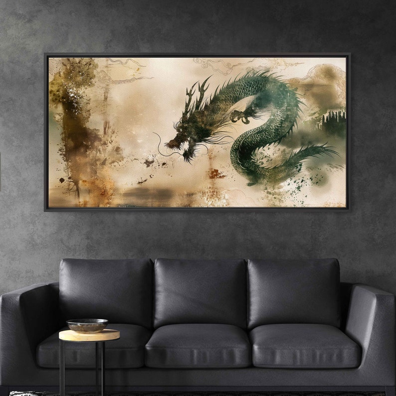 Chinese Zodiac Dragon Wall Art Canvas Print, Year Of The Wood Dragon, Traditional Chinese Painting, Ready To Hang Bild 10