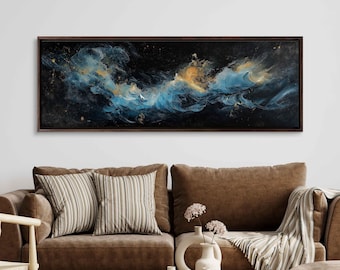Swirling Cosmic Waves In Universe Wall Art Canvas Print, Outer Space, Galaxy,  Ethereal Painting, Starry Intergalactic Skies, Ready To Hang