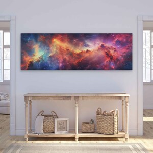 Celestial Nebula Panoramic Wall Art Canvas Print, Outer Space Galaxy ...