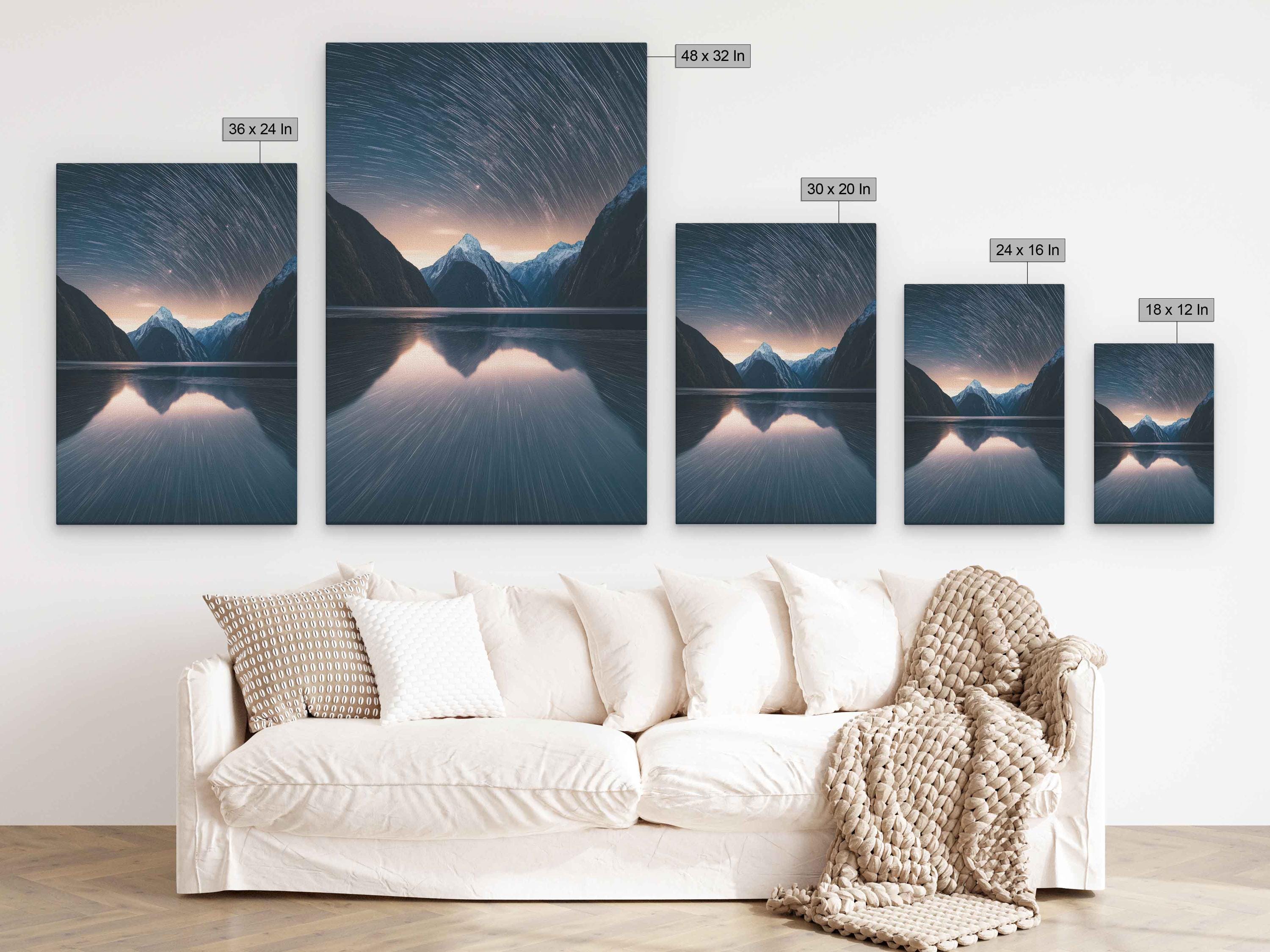 Milky Way Galaxy and Starry Night Sky Over Moonlit Mountain Range Wall ...
