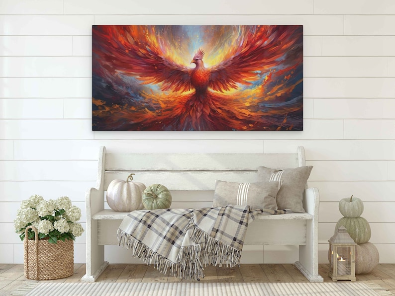Phoenix Rising From The Ashes, Canvas Print, Framed Canvas Options, Ready To Hang image 4