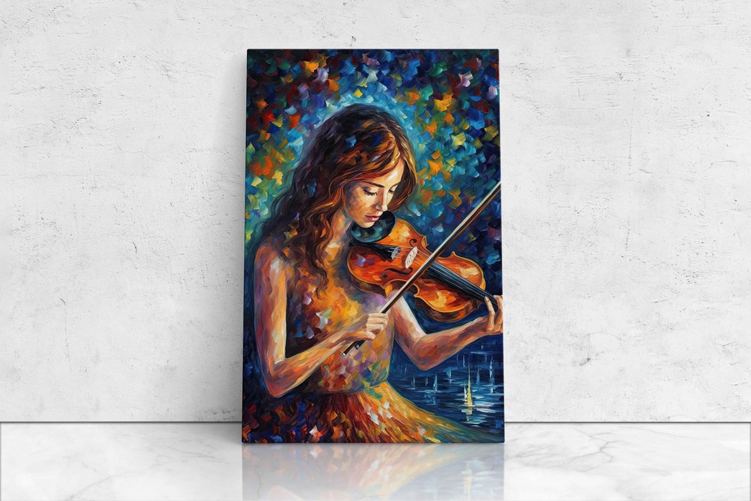 Woman Playing Violin Oil Painting on Canvas | Digital Print | Palette ...