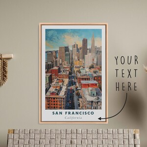 San Francisco California Acrylic Painting Travel Art, Framed Canvas Wall Art, Framed Fine Art Poster Paper Print, Travel Home Decor