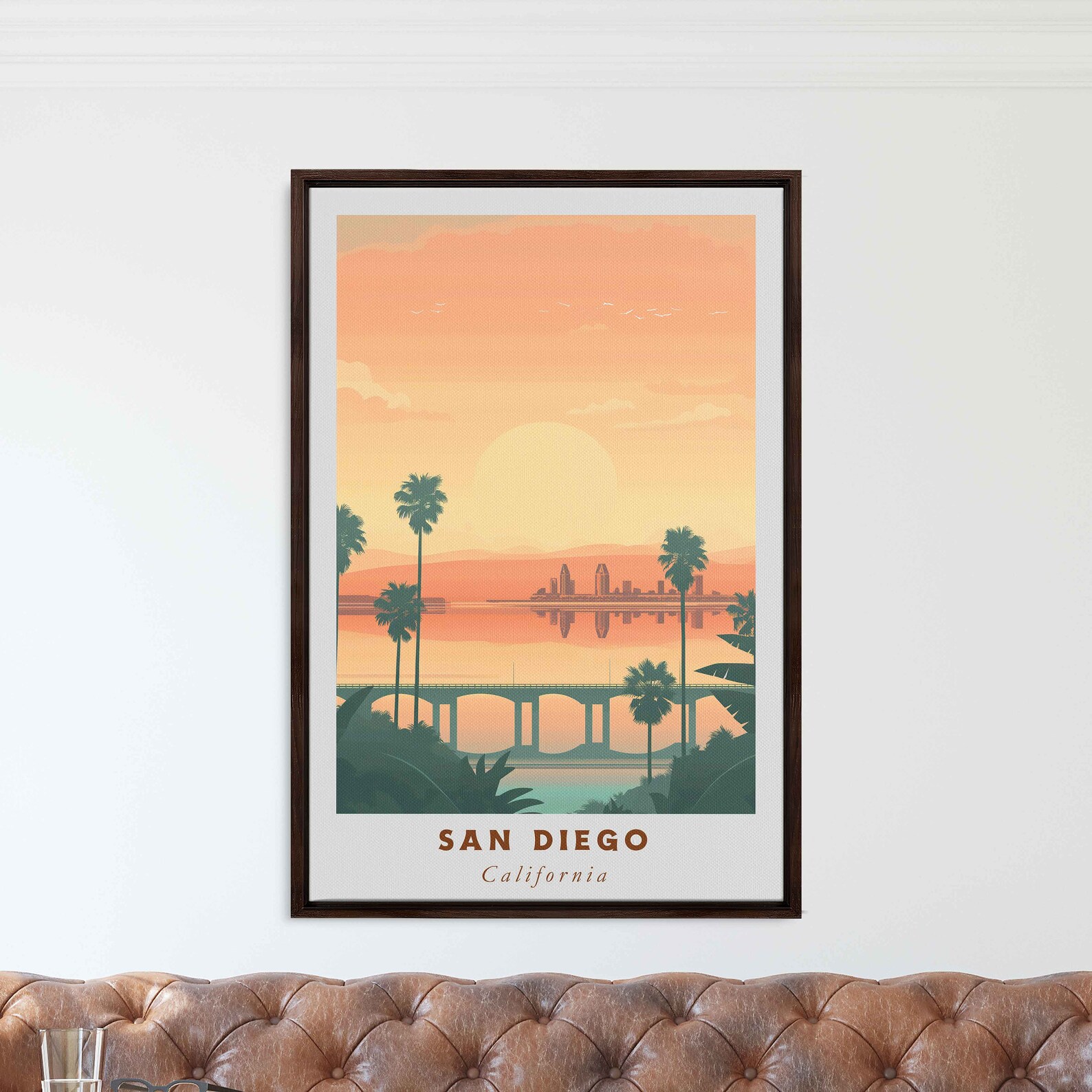San Diego California Acrylic Painting Travel Art, Framed Canvas Wall ...