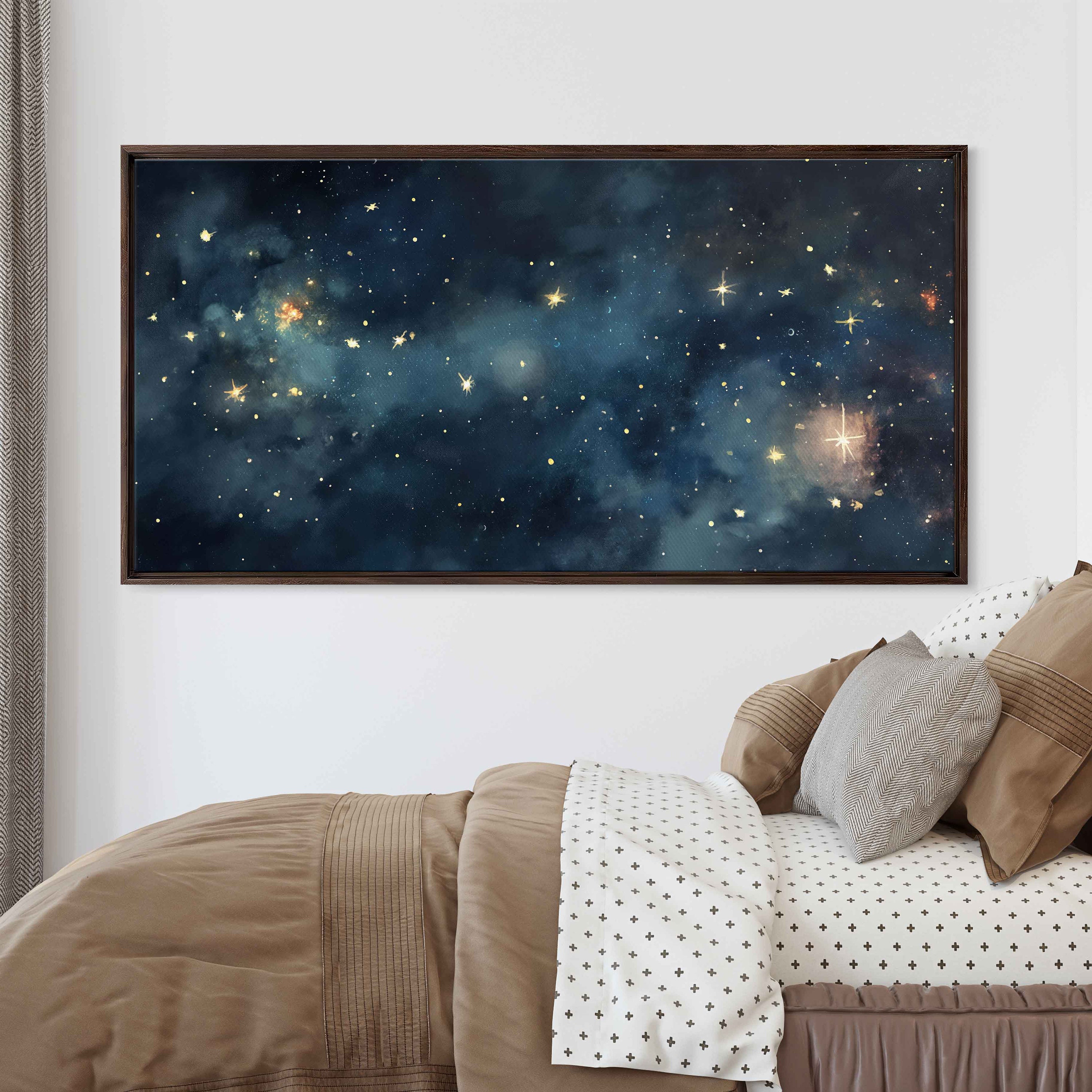Starry Night Sky Wall Art Canvas Print, Outer Space, Celestial