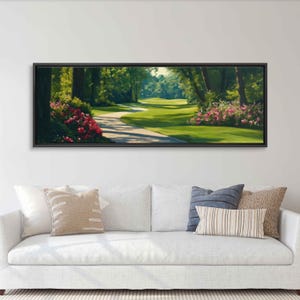 Winding Cart Path on Golf Course, Wall Art Canvas Print, Lush Greenery, Romantic Landscape