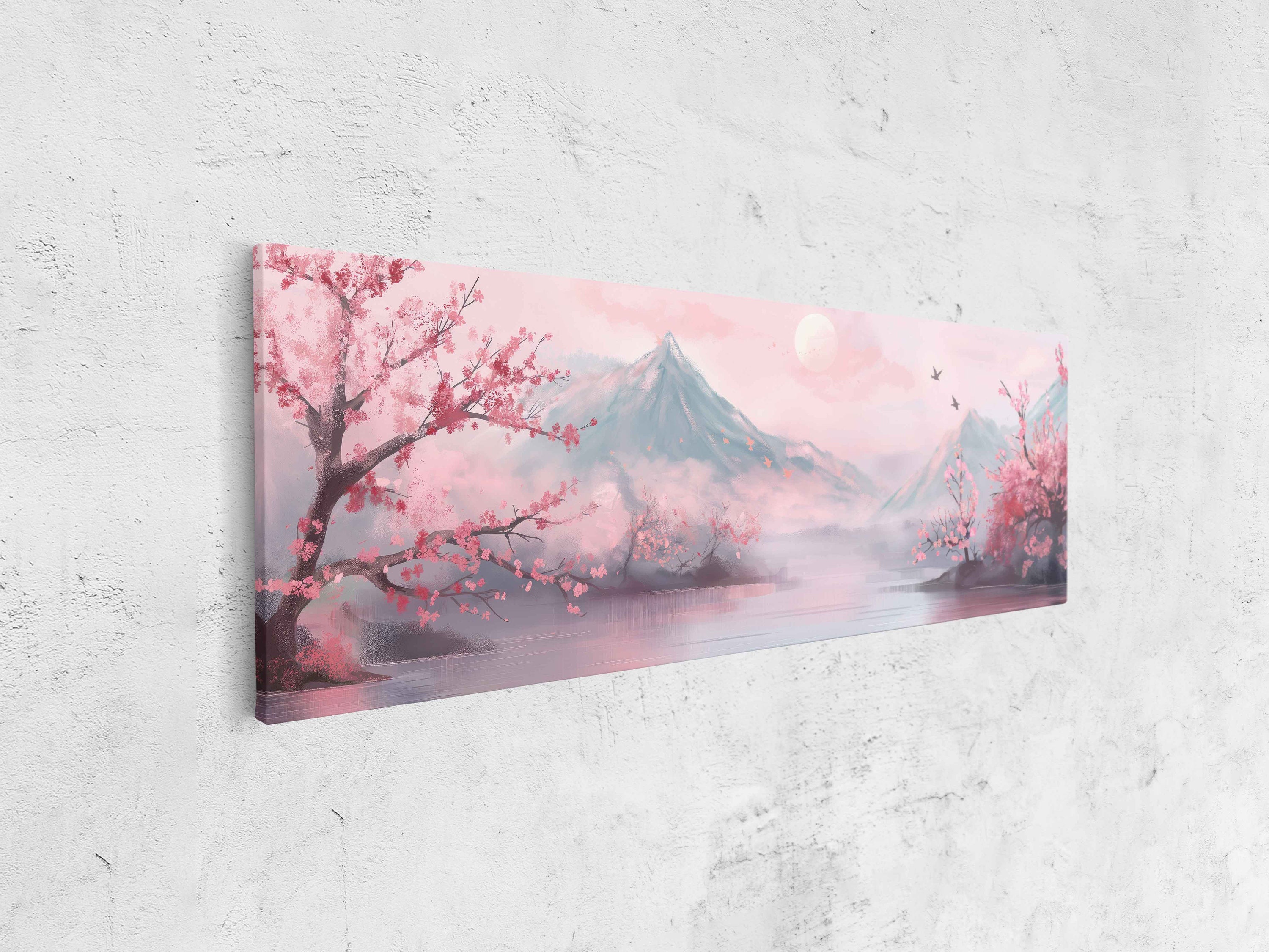 Japanese Cherry Blossoms, Traditional Asian Landscape Wall Art Canvas ...