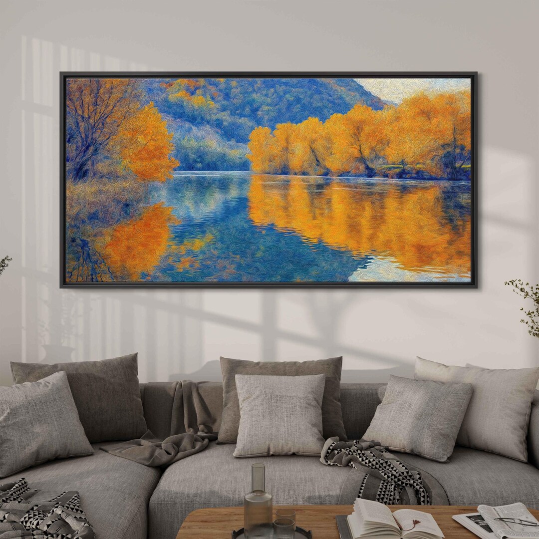 Danube River With Autumn Foliage Wall Art Canvas Print, Golden Trees ...