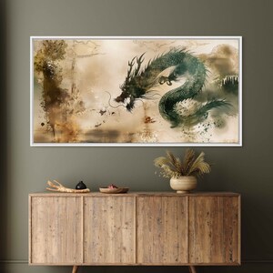 Chinese Zodiac Dragon Wall Art Canvas Print, Year Of The Wood Dragon, Traditional Chinese Painting, Ready To Hang Bild 3