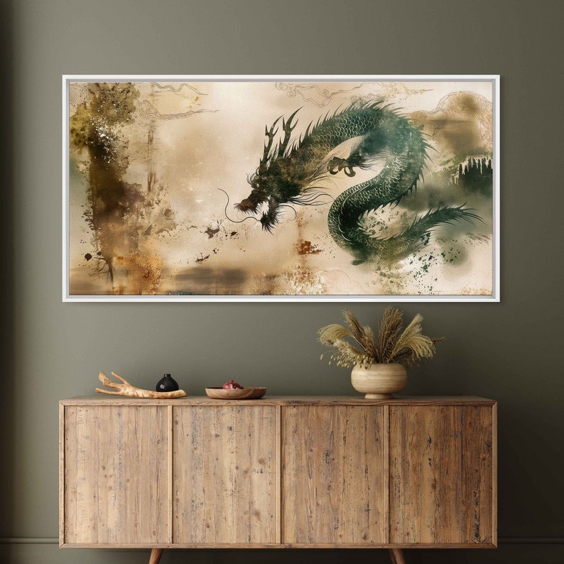 Chinese Zodiac Dragon Wall Art Canvas Print, Year Of The Wood Dragon, Traditional Chinese Painting, Ready To Hang Bild 3