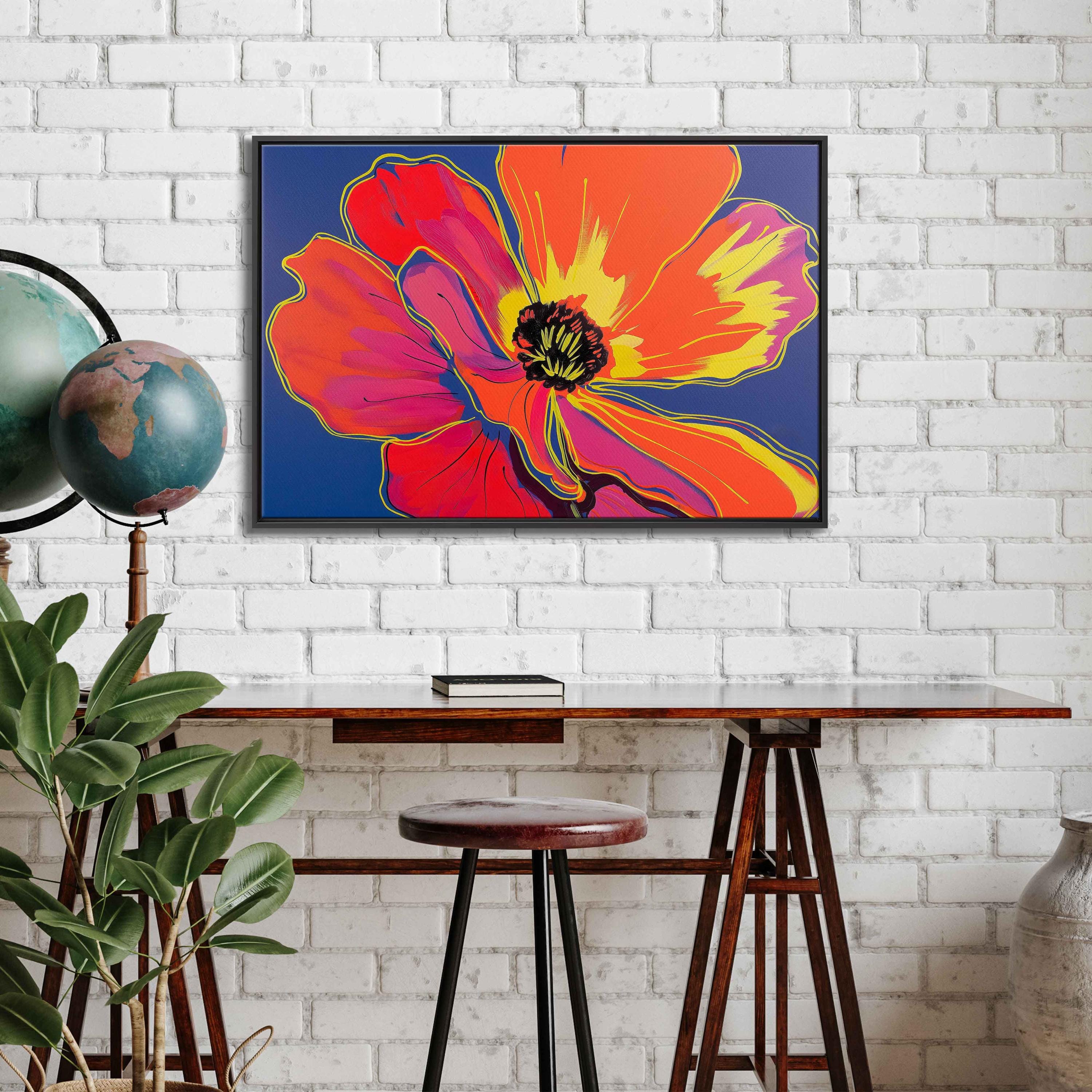 Pop Art Flower Acrylic Wall Art Canvas Print, Trendy Painting