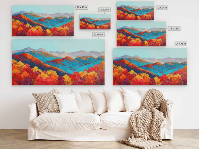 Fall Mountain Range Surrounded by Autumn Forest Acrylic Wall Art Canvas ...