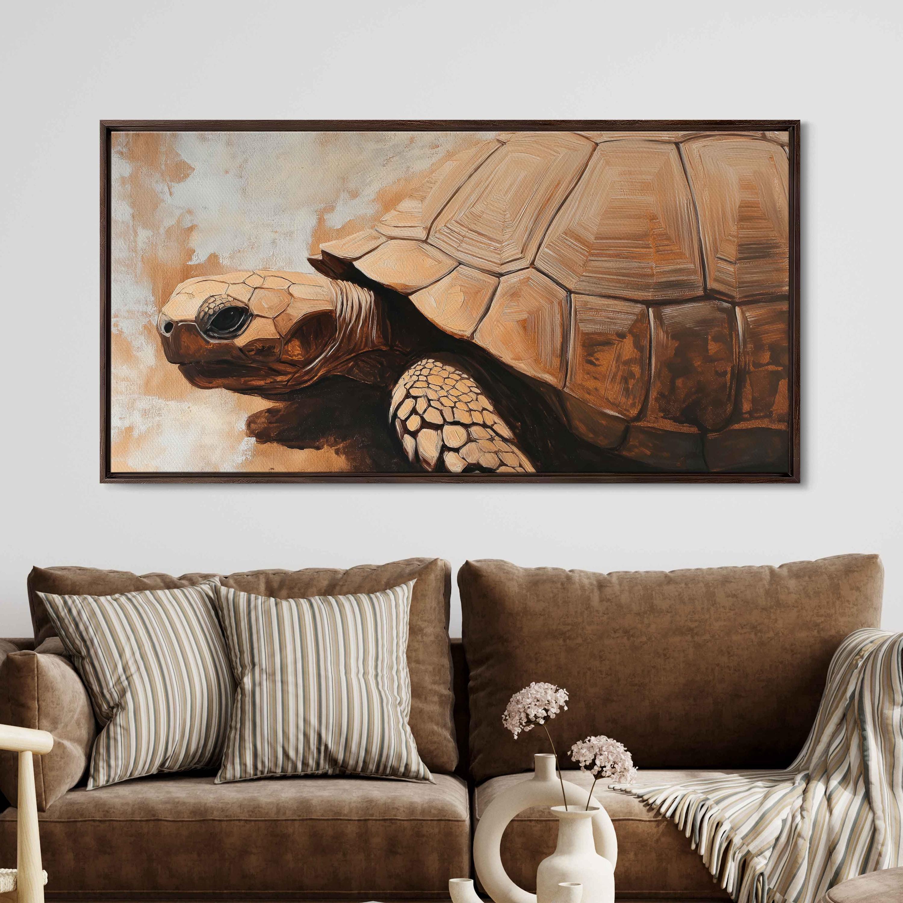 Tortoise With Intricate Shell Wall Art Canvas Print, Gift for Animal ...